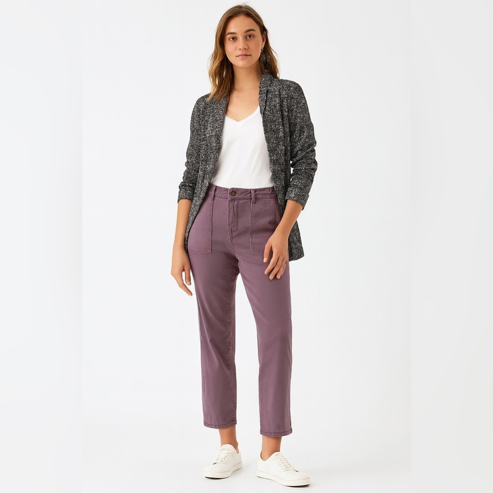 Cosmic Blue Love Maribel High Rise Utility Wideleg Pants Sz 12 Lavender Denim
